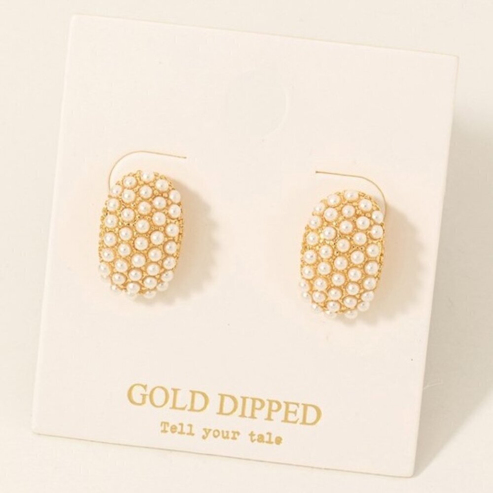 Gold Dipped Pearl Stud Earrings